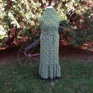 Green Geometric Pattern Maxi Dress